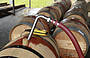 pumping wine into the barrels